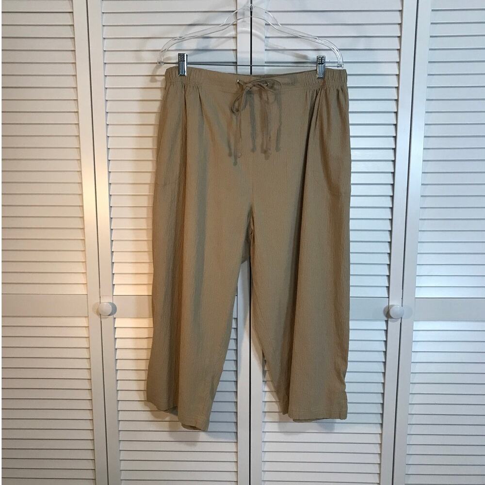 White Stag Y2K Boho Tan High Rise Cotton Cropped Relaxed Pants 2X
